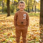 Erkek Bebek Kanguru Cepli Eşofman Takımı - 4 Yaş - Kahverengi