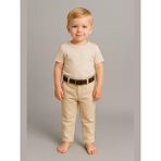 Erkek Bebek Kemerli Cepli Keten Pantolon - Krem - 18 - 24 Ay