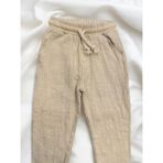 Erkek Bebek Keten Beli Lastikli Bol Paçalı Pantolon - Bej - 2 - 3 Yaş