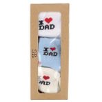 Erkek Bebek Mavi Beyaz Ekru İ Love Dad 6'li Çorap Set 0-6 Ay