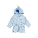 Erkek Bebek Mavi Dinazor Desenli Bornoz Set 0-6 Ay