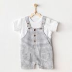 Erkek Bebek Salopet Takim Jumpsuit Set Ac25804