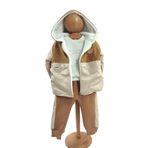 Erkek Bebek Takım 3'lü Mont Sweat Eşofman Krem 9-12 Ay