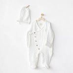 Erkek Bebek Tulum Takım Romper Hat Set Muslin Wawa Boys Ac24734