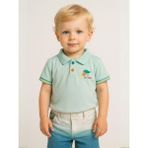 Erkek Bebek Yakalı Renkli Düğmeli T-Shirt - Mint - 2 - 3 Yaş