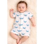Erkek Bebek Yazlık Pamuklu Penye Kumaş Tulum 0- 6 Ay 5485 5480 - Beyaz - Açık Mavi - 3 - 6 Ay