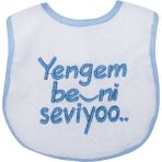 Erkek Bebek Yengem Beni Çok Seviyooo Nakışlı Mavi Su Geçirmez Önlük - Renkli