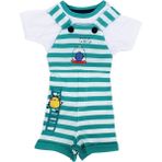 Erkek Bebek Yeşil Beyaz Çizgili Tişörtlü Tulum - 1014326 - 6 - 9 Ay