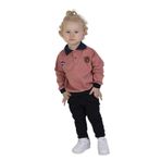 Erkek Bebek&Çocuk İki İplik Kumaş Orta Kalınlıkta Polo Yaka Örme Basic Alt Üst Eşofman Takımı Kırmızı 9 Ay