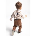 Erkek Bebek&çocuk Takım Elbise Papyon ve Salopetli 4'lü Set - 5 Yaş - Beyaz - Camel