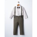 Erkek Bebek&çocuk Takım Elbise Papyon ve Salopetli 4'lü Set - 7 Yaş - 02-Haki