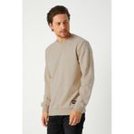 Erkek Bej Basic Bisiklet Yaka Regular Fit Normal Kesim 2 İplik Sweatshirt