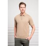 Erkek Bej Basic Polo Yaka Dynamic Fit T-Shirt