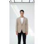 Erkek Bej Blazer Ceket – Slim Fit, Tek Düğmeli, Şık Spor-Klasik Model
