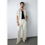 Erkek Bej Klasik Bel Pamuklu Baggy Fit Pantolon A51Y3027