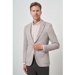 Erkek Bej Örme Desenli Slim Fit Mono Yaka Ceket