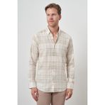 Erkek Bej Pamuk Trend Panolu Dynamic Fit Gömlek - 2XL