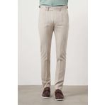 Erkek Bej Poliviskon Trend Pileli Slim Fit Spor Pantolon