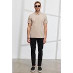 Erkek Bej Slim Fit Dar Kesim Polo Yaka%100 Pamuk Tişört