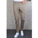 Erkek Bej Slim Fit Esnek Likralı Jean Kot Pantolon HLTHE001966