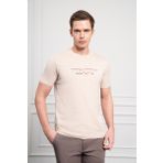 Erkek Bej Trend Bisiklet Yaka Dinamik Fit Pamuk T-Shirt