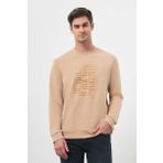 Erkek Bej Trend Bisiklet Yaka Sweat-Shirt