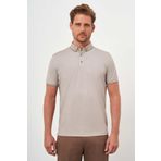 Erkek Bej Trend Merserize Düz Düğmeli Yaka Dynamic Fit T-Shirt