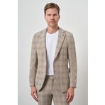 Erkek Bej Trend Slim Fit Mono Yaka Takım Elbise