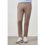 Erkek Bej Yazlık Pamuk Yan Cep Slim Fit Chino Pantolon