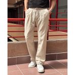 Erkek, Bel Lastikli, Geniş Kesim, Keten Dokuma, Pamuklu, Pileli Pantolon 302 - Ekru - Oversize - XL