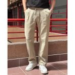 Erkek, Bel Lastikli, Geniş Kesim, Keten Dokuma, Pamuklu, Pileli Pantolon 302 - Taş - Oversize