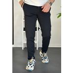 Erkek Beli Düğmeli Dar Paça Jogger Pantolon Lacivert Edw224