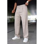 Erkek Beli Lastikli Baggy Pantolon Bej