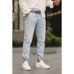Erkek Beli Lastikli Buz Mavi Kot Jogger Pantolon - 34