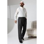 Erkek Beli Lastikli Cepli Kışlık Yün Efektli Kumaş Şalvar Pantolon - Füme (İSR)