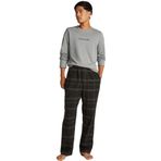 Erkek Beli Lastikli Uzun Boy Uzun Kol Ekose Desenli Bisiklet Yaka Gri Pijama Takımı 000NM2765E-SX7