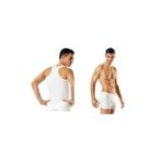 Erkek Beyaz 5'li Paket Pamuklu Ribana Sporcu Atleti & Erkek Beyaz Elastan Likralı Boxer 5'li Paket