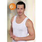 Erkek Beyaz 6'lı Paket Ribana %100 Pamuk Atlet Me020