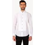 Erkek Beyaz Ata Yaka Slim Fit Piliseli Gömlek - 2XL