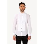Erkek Beyaz Ata Yaka Slim Fit Piliseli Gömlek