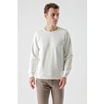 Erkek Beyaz Basic Bisiklet Yaka Sweat-Shirt