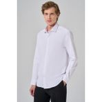 Erkek Beyaz Basic Düz Desen Italyan Yaka Slim Fit Gömlek - 2XL