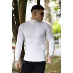 Erkek Beyaz Boğazlı Triko Kazak - 2XL