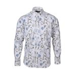 Erkek Beyaz Çiçek Desenli Slim Fit Gömlek