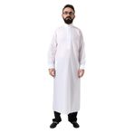 Erkek Beyaz Çınar Hac ve Umre Kıyafeti Boydan Uzun Dagron Kumaş Fistan Beyaz 3XL