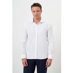Erkek Beyaz Pamuk Baskılı Desenli İtalyan Yaka Slim Fit Gömlek