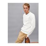 Erkek Beyaz Pamuklu Basic Bisiklet Yaka Uzun Kollu Sweatshirt