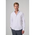 Erkek Beyaz Polyester Trend Desenli Dynamic Fit İtalyan Yaka Gömlek