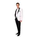 Erkek Beyaz Şal Yaka Slim Fit Damatlık