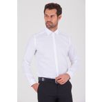 Erkek Beyaz Slim Fit Pamuklu Uzun Kollu Gömlek